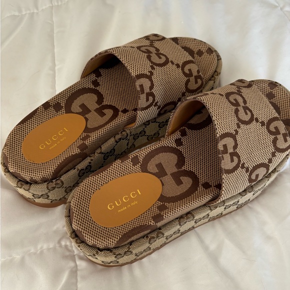 Gucci Brown Slide Sandals - Picture 1 of 6